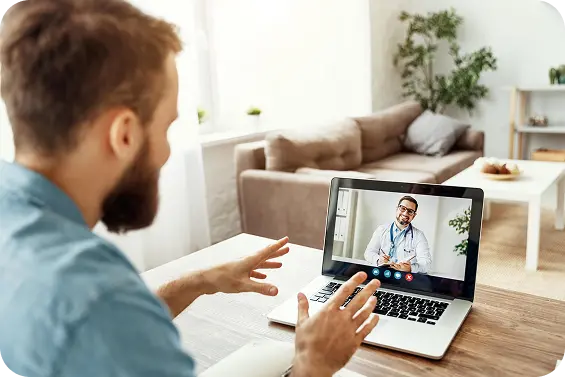 Patient on a telehealth video visit with a licensed Ongo physician