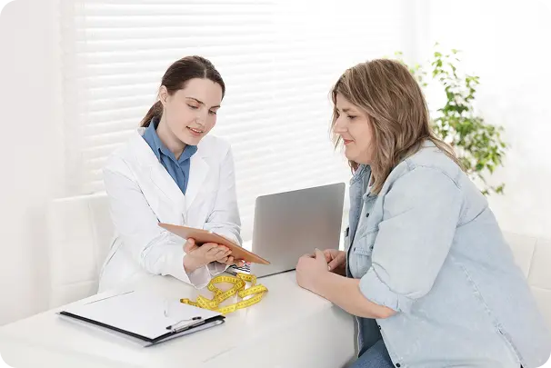 Licensed provider reviewing a treatment plan with a patient